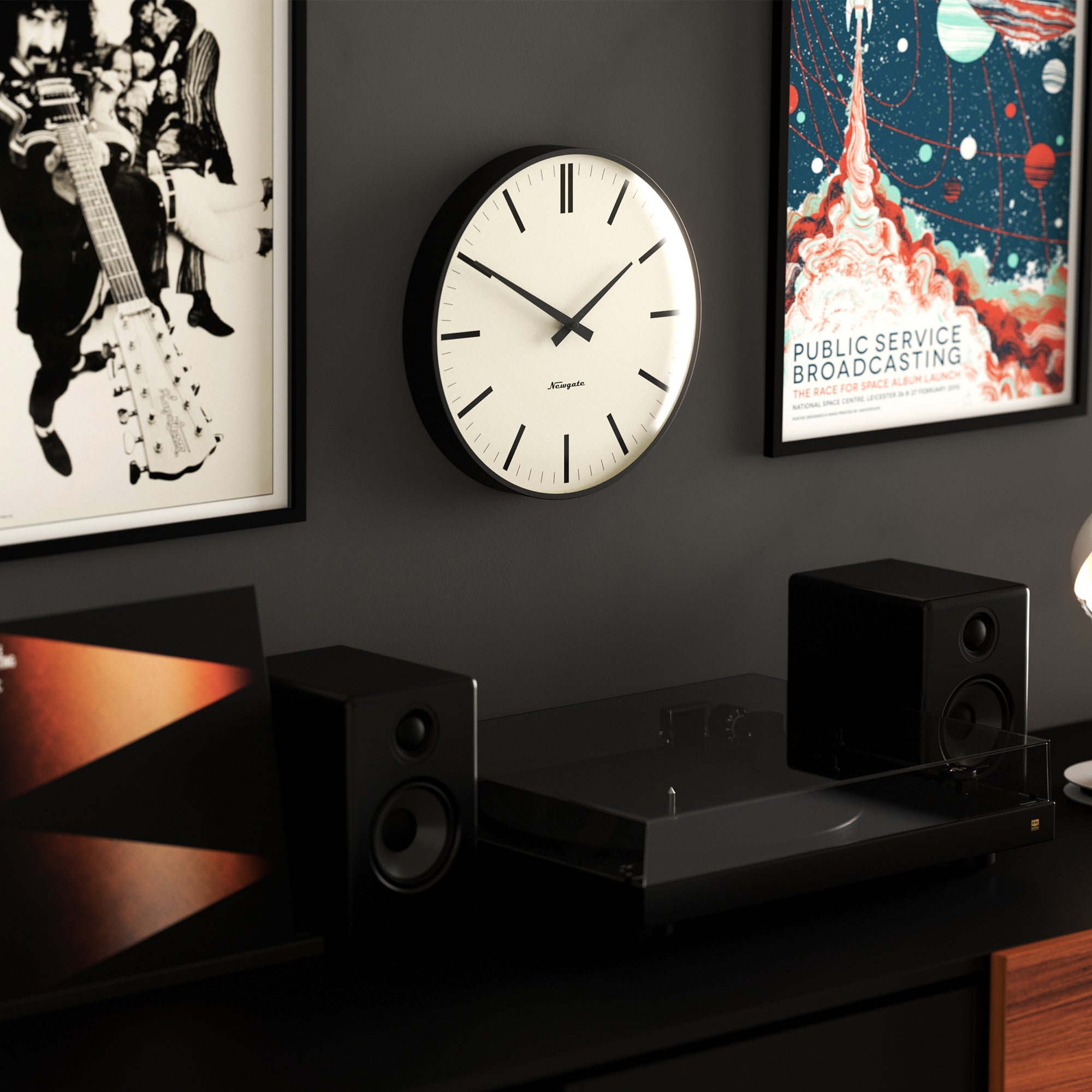 Newgate Radio City Wall Clock - Matte Black-Home &amp; Garden &gt; Decor-PEROZ Accessories