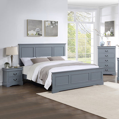 4 Pieces Bedroom Suite in Solid Wood &amp; MDF Queen Size Grey Colour Bed, Bedside Table &amp; Tallboy-Furniture &gt; Bedroom &gt; Beds &amp; Bed Frames-PEROZ Accessories