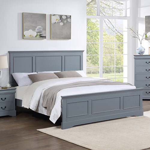 4 Pieces Bedroom Suite in Solid Wood &amp; MDF Queen Size Grey Colour Bed, Bedside Table &amp; Tallboy-Furniture &gt; Bedroom &gt; Beds &amp; Bed Frames-PEROZ Accessories