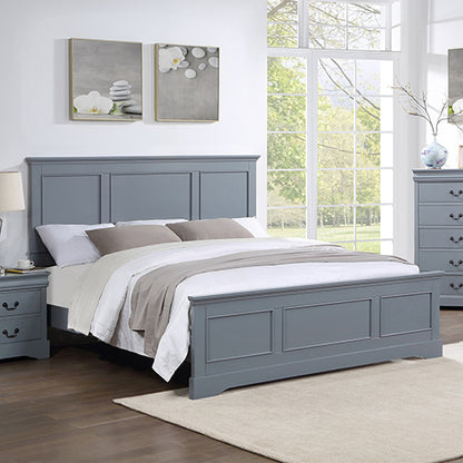 4 Pieces Bedroom Suite in Solid Wood &amp; MDF Queen Size Grey Colour Bed, Bedside Table &amp; Tallboy-Furniture &gt; Bedroom &gt; Beds &amp; Bed Frames-PEROZ Accessories