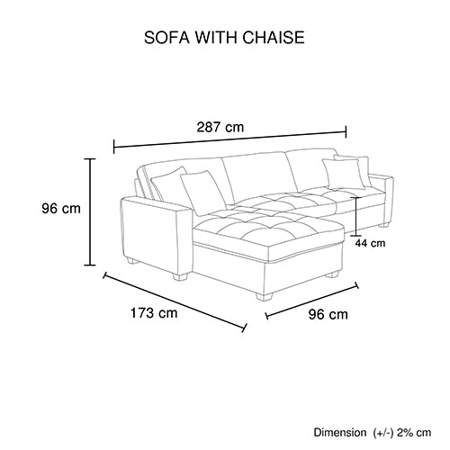 Milano Corner Sofa Chaise Polyester Fabric Multilayer Two Pillows Attached Individual Pocket Spring-Furniture &gt; Bar Stools &amp; Chairs &gt; Arm Chairs &amp; Recliners-PEROZ Accessories