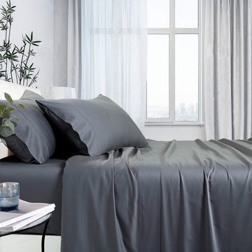 1000tc bamboo cotton sheet set charcoal double-Home &amp; Garden &gt; Bedding &gt; Bed Sheets-PEROZ Accessories