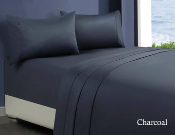 1000tc egyptian cotton sheet set 1 double charcoal-Home &amp; Garden &gt; Bedding &gt; Bed Sheets-PEROZ Accessories