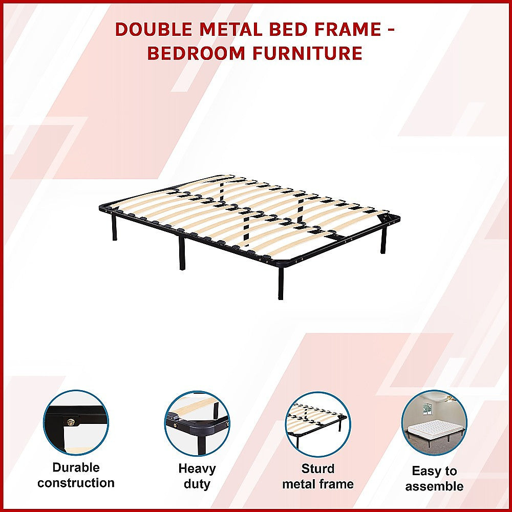 Double Metal Bed Frame - Bedroom Furniture-Furniture &gt; Bedroom &gt; Beds &amp; Bed Frames-PEROZ Accessories