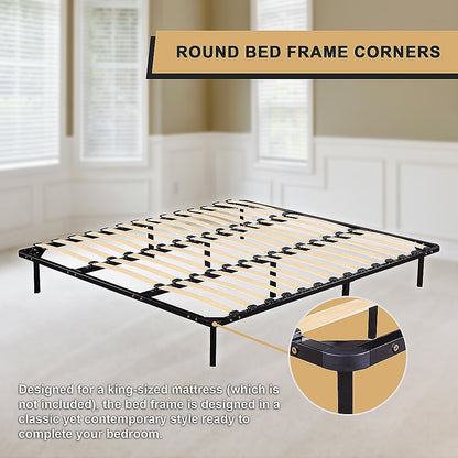 King Metal Bed Frame - Bedroom Furniture-Furniture &gt; Bedroom &gt; Beds &amp; Bed Frames-PEROZ Accessories