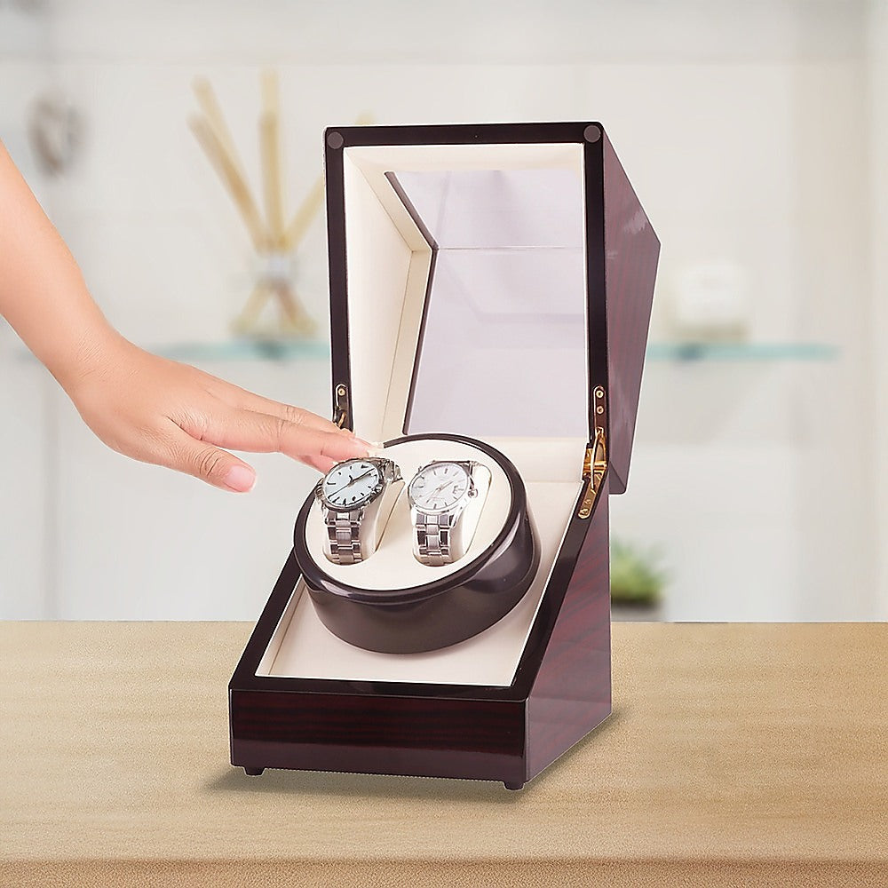 Automatic Dual Watch Winder Wood Display Box Case Motor Rotation Storage-Watch Accessories-PEROZ Accessories