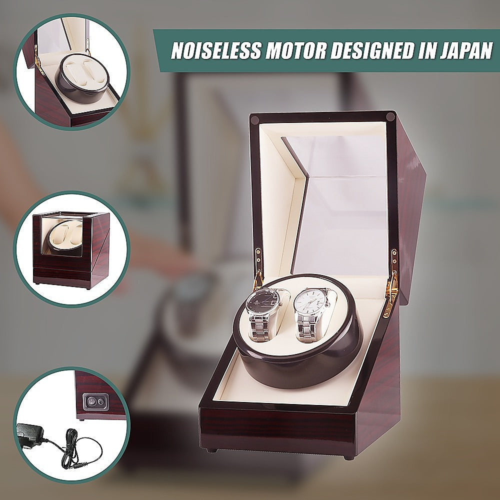 Automatic Dual Watch Winder Wood Display Box Case Motor Rotation Storage-Watch Accessories-PEROZ Accessories