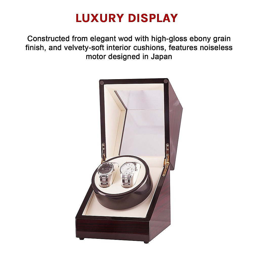 Automatic Dual Watch Winder Wood Display Box Case Motor Rotation Storage-Watch Accessories-PEROZ Accessories