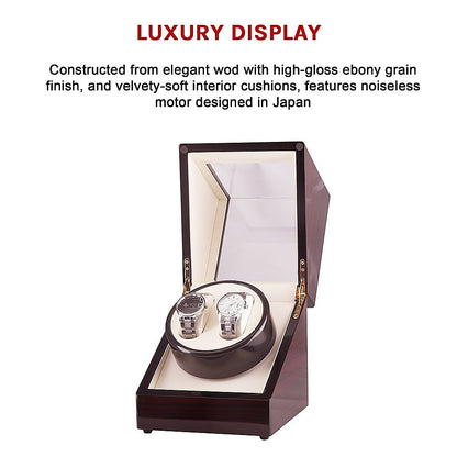 Automatic Dual Watch Winder Wood Display Box Case Motor Rotation Storage-Watch Accessories-PEROZ Accessories