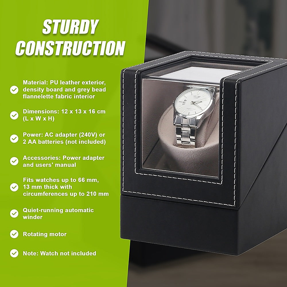 Automatic Watch Winder Display Box Case Motor Rotation Storage PU Leather-Watch Accessories-PEROZ Accessories