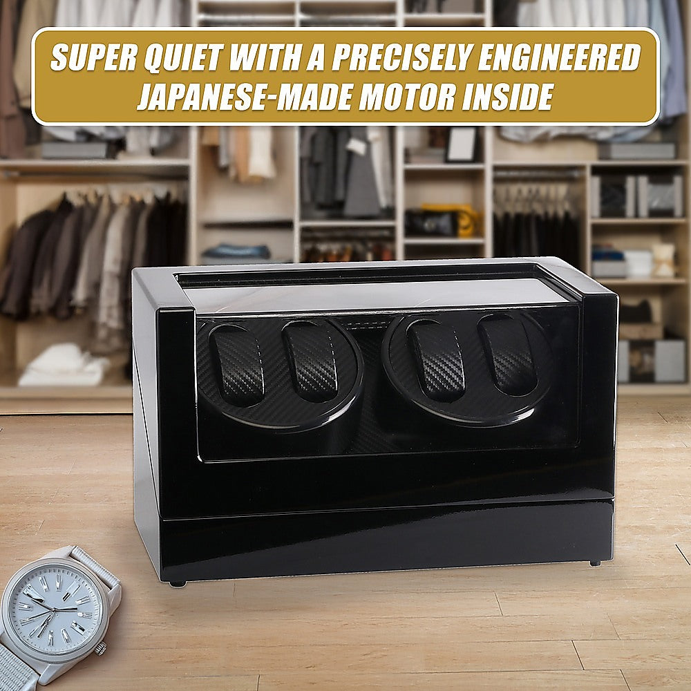 Automatic Quad Watch Winder Wood Display Box Case Motor Rotation Storage-Watch Accessories-PEROZ Accessories