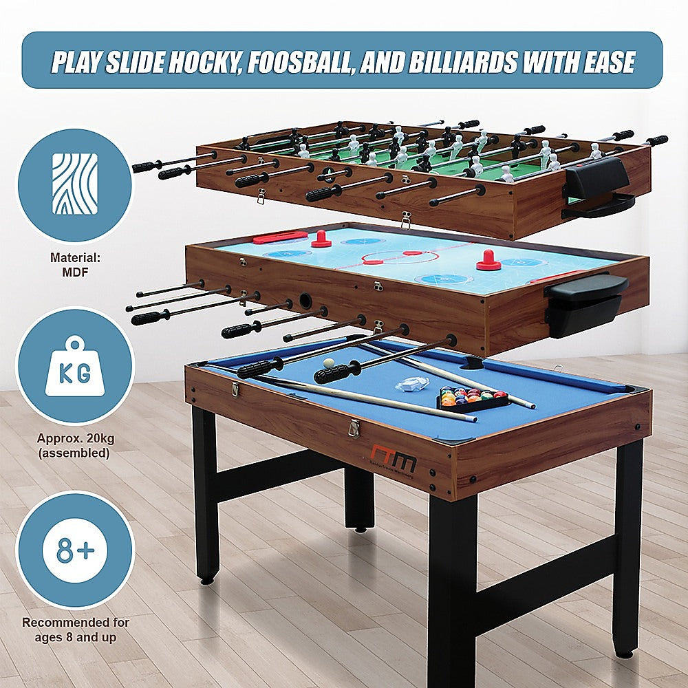 4FT 3-in-1 Games Foosball Soccer Hockey Pool Table-Gift &amp; Novelty &gt; Games &gt; Activity Games-PEROZ Accessories