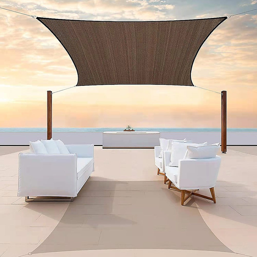 Rectangle Sun Shade Sail Fabric Garden Patio Pool Awning Canopy Cover Coffee-Home &amp; Garden &gt; Shading &gt; Canopies &amp; Gazebos-PEROZ Accessories