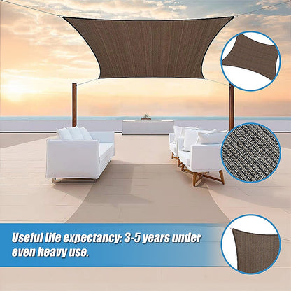 Rectangle Sun Shade Sail Fabric Garden Patio Pool Awning Canopy Cover Coffee-Home &amp; Garden &gt; Shading &gt; Canopies &amp; Gazebos-PEROZ Accessories