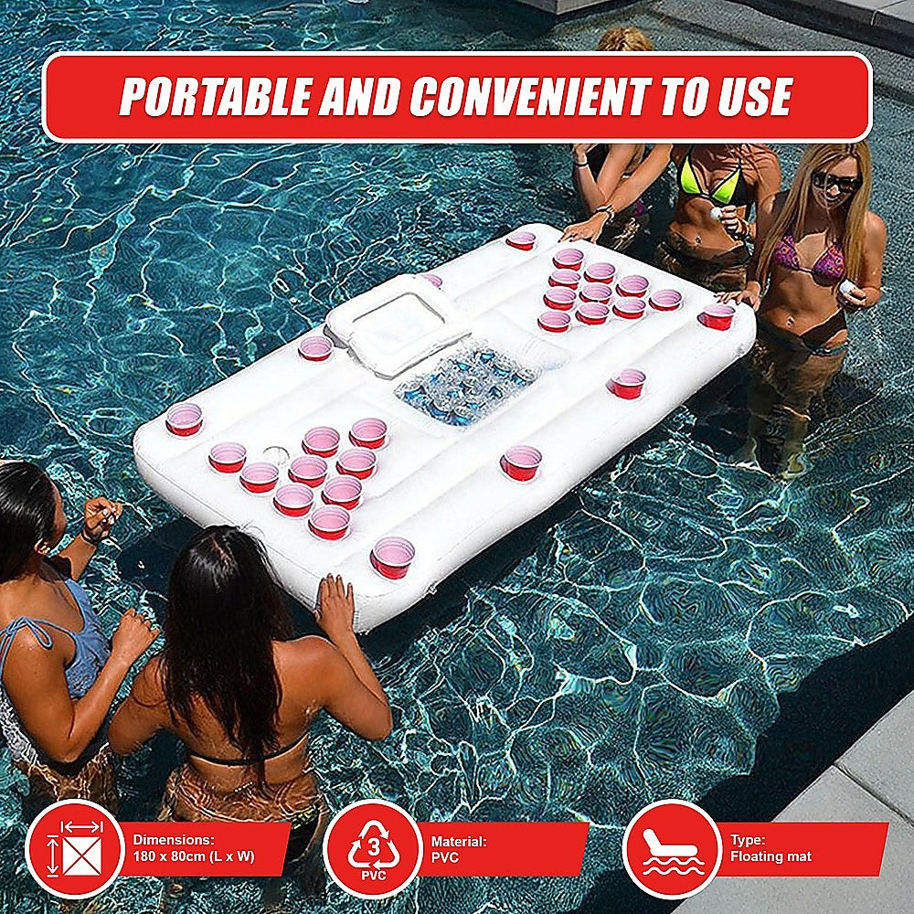 Big PVC Inflatable Beer Pong Raft Floating Pool Party Pong Game Table Lounge Toy-Water Play Toys-PEROZ Accessories