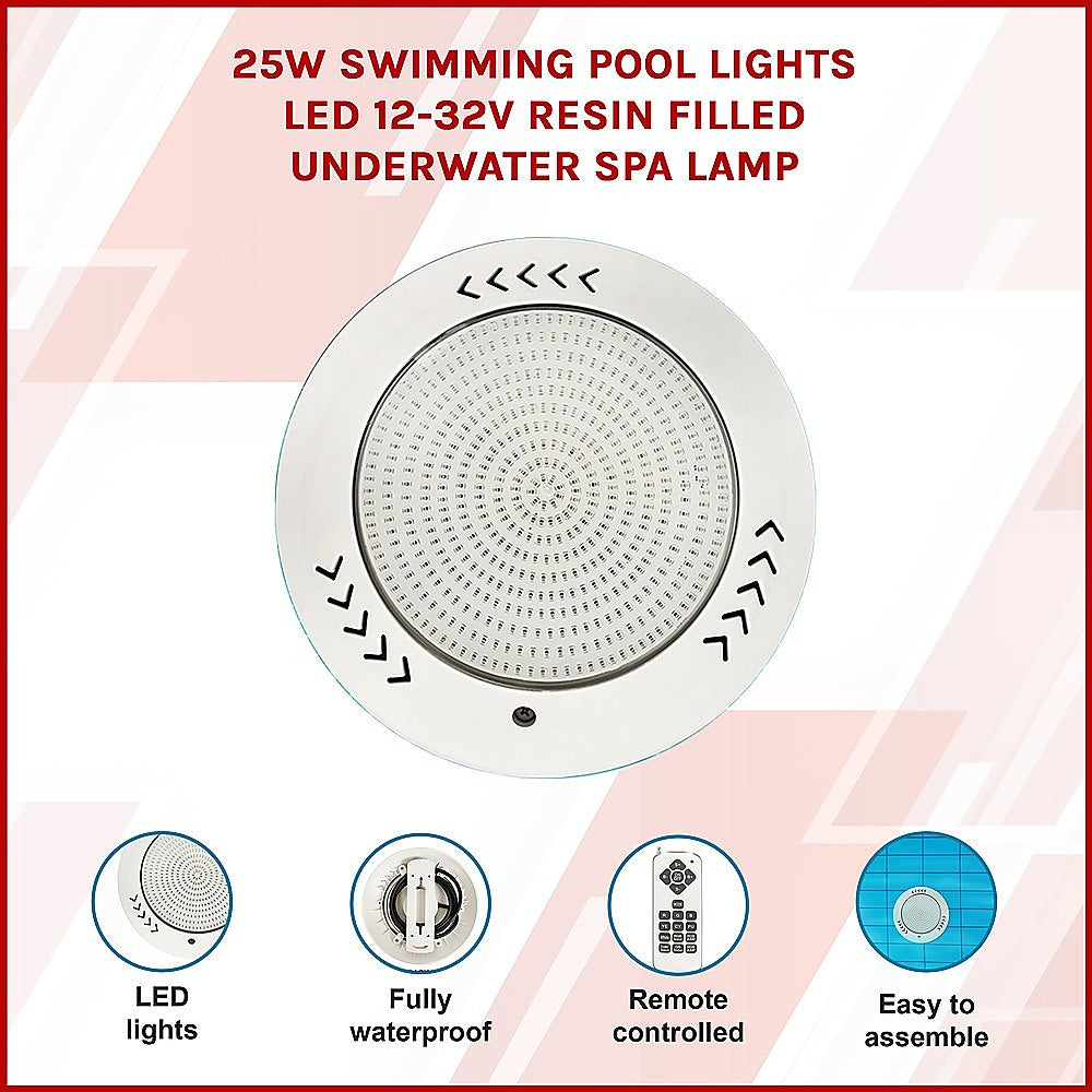 25w Swimming Pool Lights Led 12-32V Resin Filled Underwater Spa lamp-Home &amp; Garden &gt; Garden Tools &gt; Gardening Accessories-PEROZ Accessories