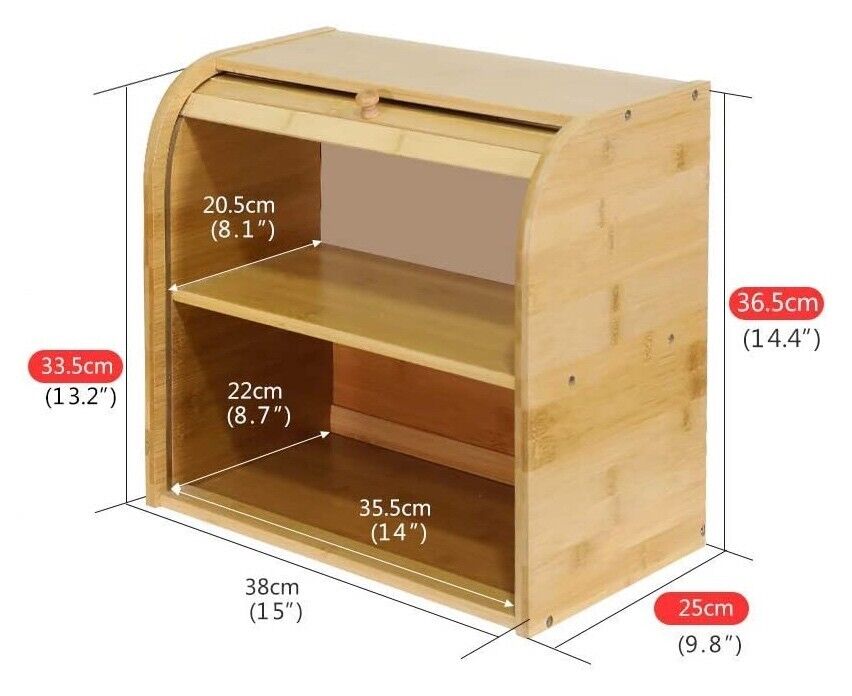 Bamboo Bread Storage Box - 2 Compartment Sections-Home &amp; Garden &gt; Kitchenware &gt; Food Storage-PEROZ Accessories