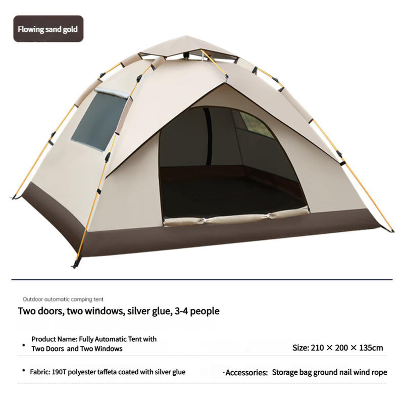 210*200*135cm Outdoor Family Instant Ultralight Portable Folding Popup Waterproof Oxford Fiberglass Automatic Tent For Camping Events-Outdoor Recreation &gt; Camping &gt; Tents-PEROZ Accessories