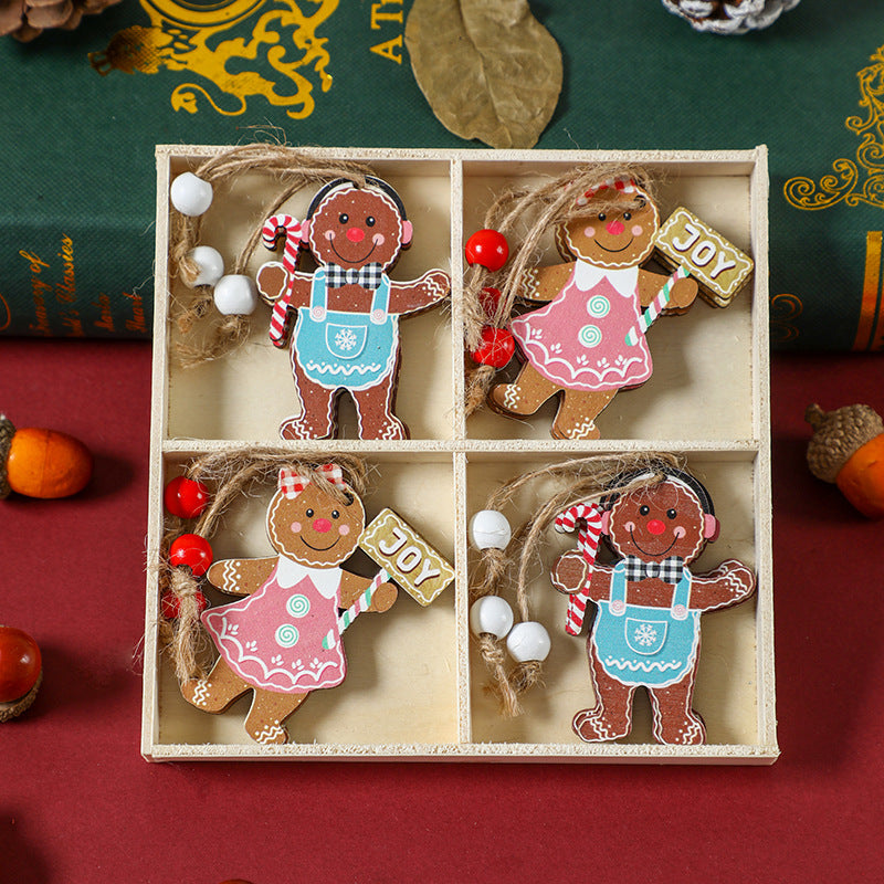 (2 set)Christmas Gingerbread Ornaments Set - Festive Wooden Decorations for Tree, Set of 12-Occasions &gt; Christmas &gt; Christmas Decorations-PEROZ Accessories