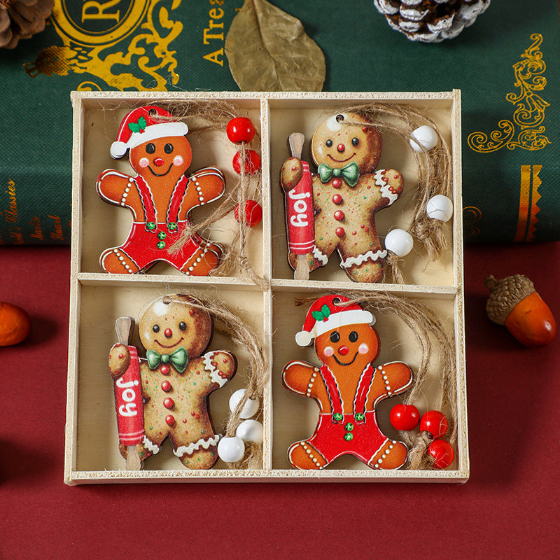 (2 set)Christmas Gingerbread Ornaments Set - Festive Wooden Decorations for Tree, Set of 12-Occasions &gt; Christmas &gt; Christmas Decorations-PEROZ Accessories