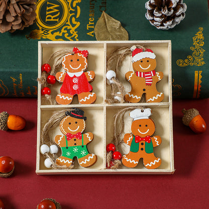 (2 set)Christmas Gingerbread Ornaments Set - Festive Wooden Decorations for Tree, Set of 12-Occasions &gt; Christmas &gt; Christmas Decorations-PEROZ Accessories