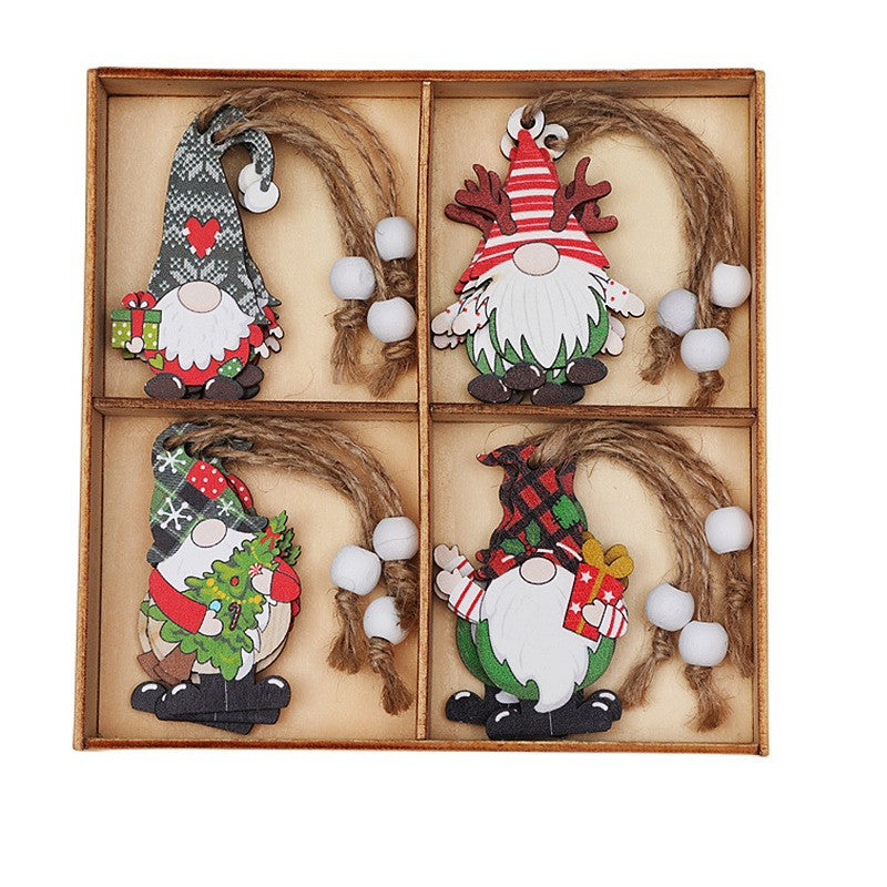 (2 set)Christmas Gnome Ornaments Set - Festive Wooden Decorations for Tree, Set of 12-Occasions &gt; Christmas &gt; Christmas Decorations-PEROZ Accessories