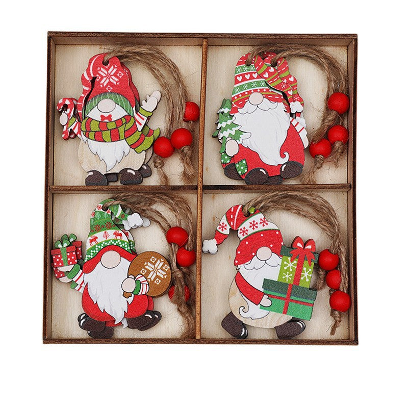 (2 set)Christmas Gnome Ornaments Set - Festive Wooden Decorations for Tree, Set of 12-Occasions &gt; Christmas &gt; Christmas Decorations-PEROZ Accessories