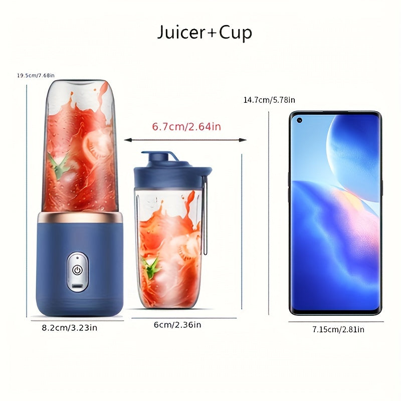 1 x Portable USB Blue Rechargeable Juicer Cup,Portable Blender for Smoothies and Juices - USB Rechargeable, Powerful &amp; Compact-Furniture &gt; Living Room &gt; Coffee Tables-PEROZ Accessories