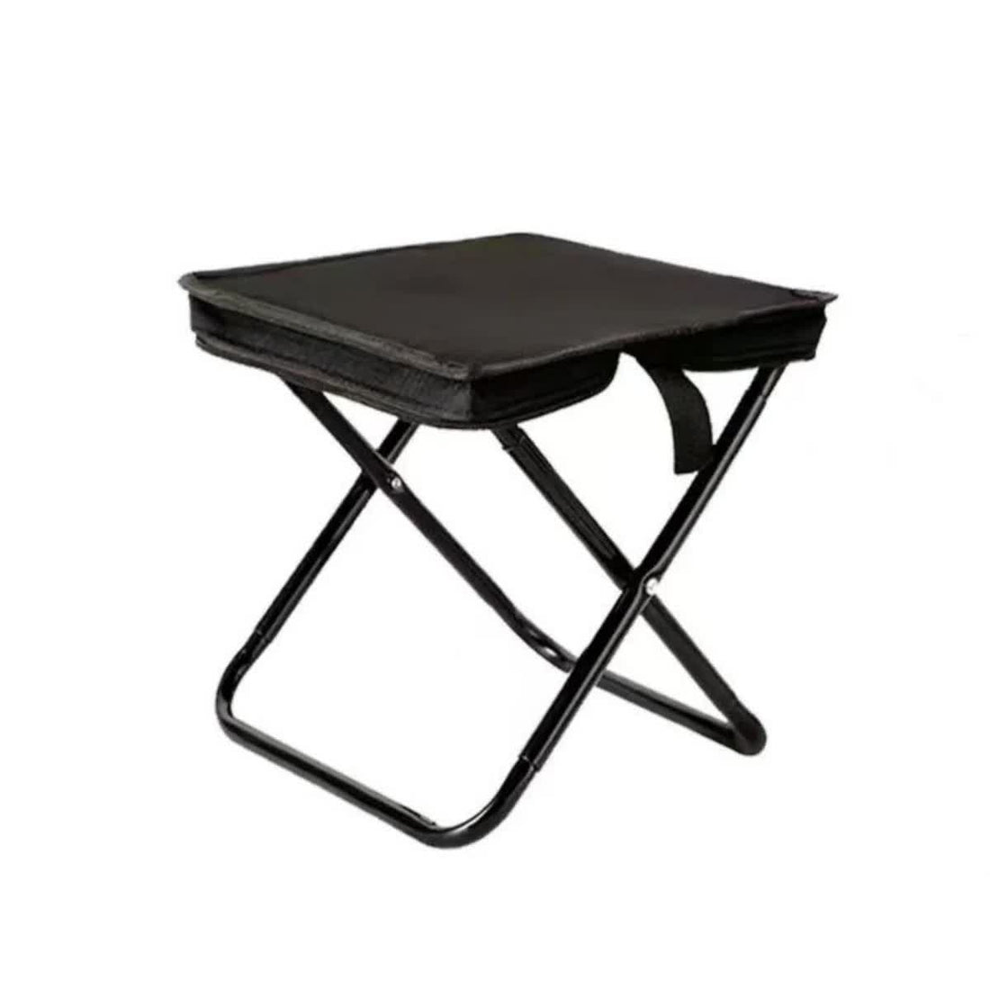 Black Outdoor Folding Stool with Carrying Handle - Portable Camping Seat, Fishing Chair, Collapsible Zipper Stool for Outdoors, Queueing, and More-Furniture &gt; Outdoor &gt; Outdoor Chairs-PEROZ Accessories