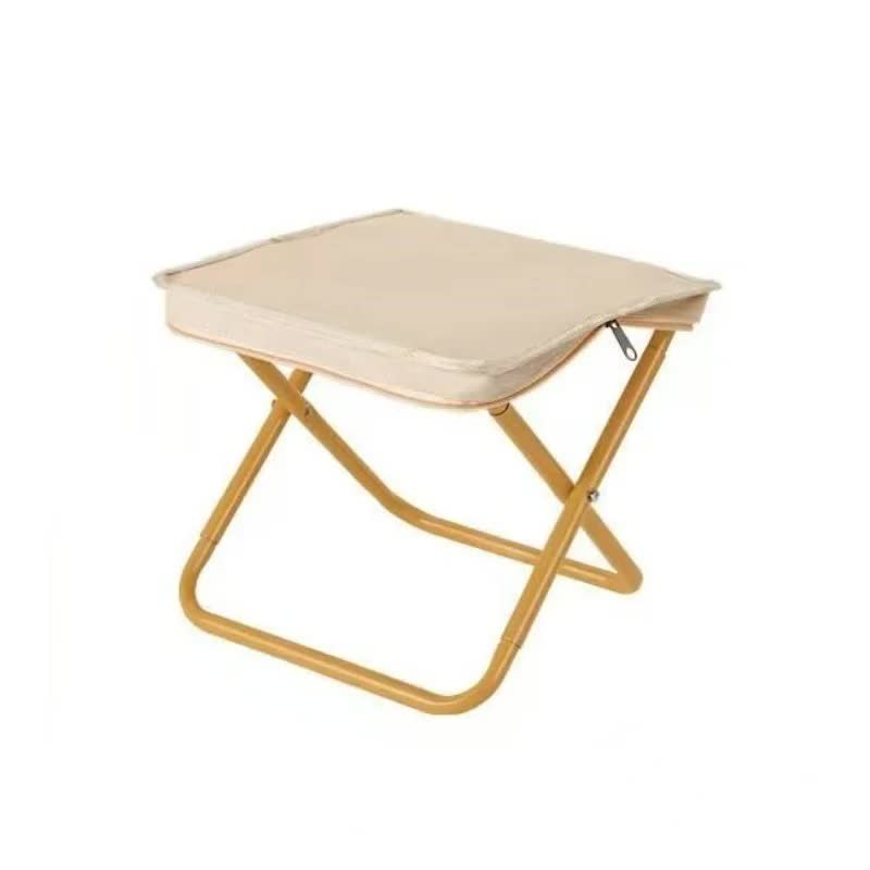 Beige Outdoor Folding Stool with Carrying Handle - Portable Camping Seat, Fishing Chair, Collapsible Zipper Stool for Outdoors, Queueing, and More-Furniture &gt; Outdoor &gt; Outdoor Chairs-PEROZ Accessories