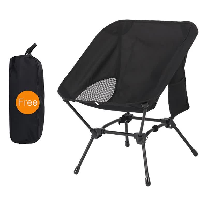 Black Portable Lightweight Folding Beach Chair - Compact Fishing Chair with Square Legs for Outdoor Use-Furniture &gt; Outdoor &gt; Outdoor Chairs-PEROZ Accessories