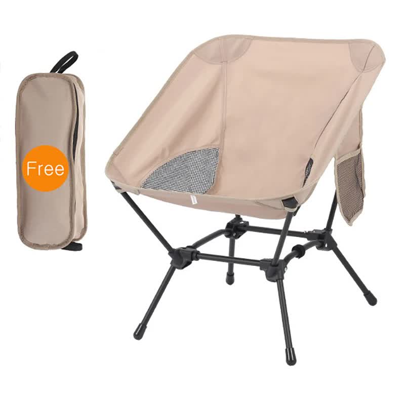 Beige Portable Lightweight Folding Beach Chair - Compact Fishing Chair with Square Legs for Outdoor Use-Furniture &gt; Outdoor &gt; Outdoor Chairs-PEROZ Accessories