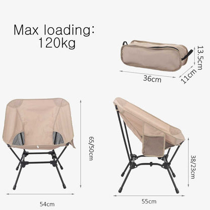 Beige Portable Lightweight Folding Beach Chair - Compact Fishing Chair with Square Legs for Outdoor Use-Furniture &gt; Outdoor &gt; Outdoor Chairs-PEROZ Accessories