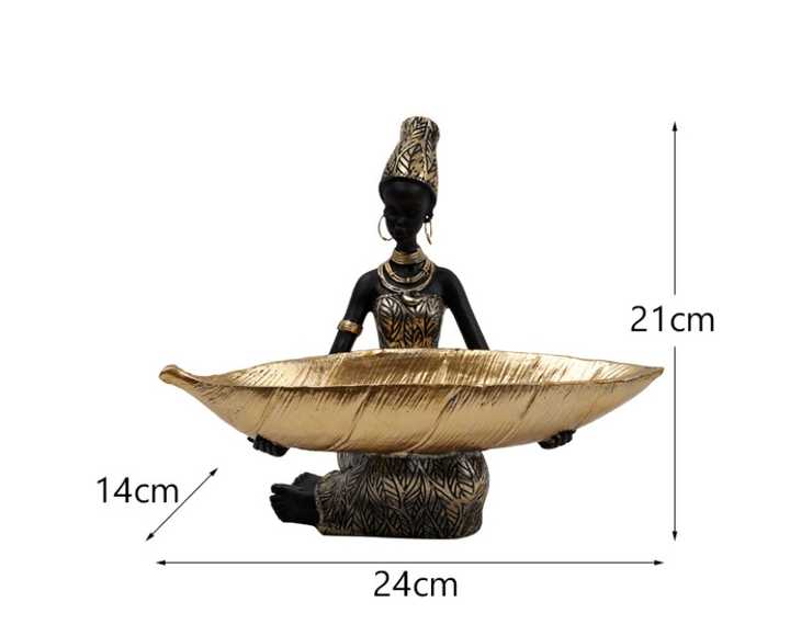 Elegant African Woman Resin Tray - Unique Home Decor and Storage Organizer-Home &amp; Garden &gt; Decor &gt; Vases &amp; Table Decor-PEROZ Accessories