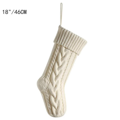 3 PCS White Knitted Christmas Gift Bag with Decorative Stocking &amp; Color Block Cable Knit - Large Capacity Holiday Gift Bag-Occasions &gt; Wrapping Paper &amp; Gift Bags &gt; Gift Bags-PEROZ Accessories