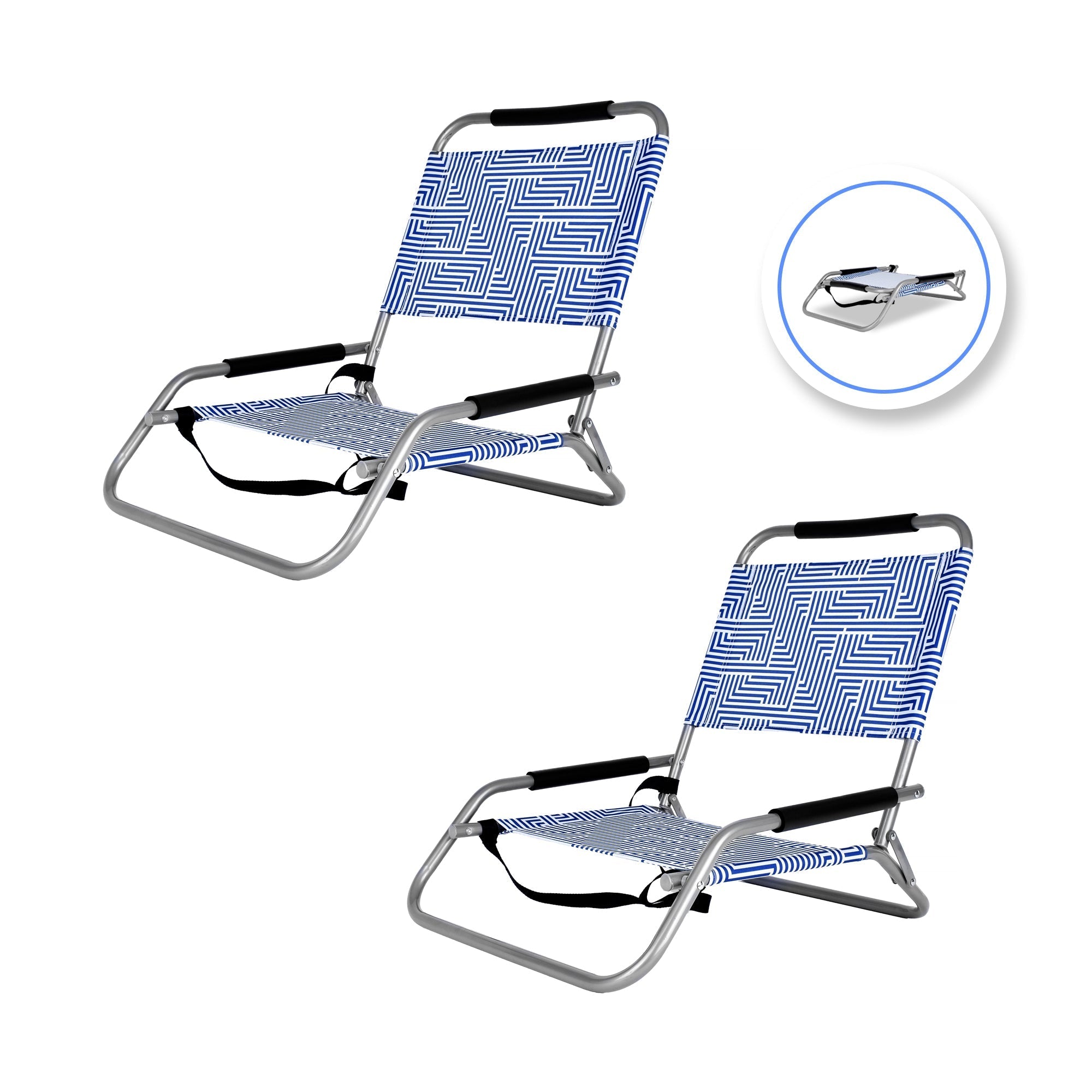 2pc Lazy Dayz Foldable Beach Chair - Makena-Furniture &gt; Outdoor &gt; Outdoor Sofas &amp; Lounge Sets-PEROZ Accessories