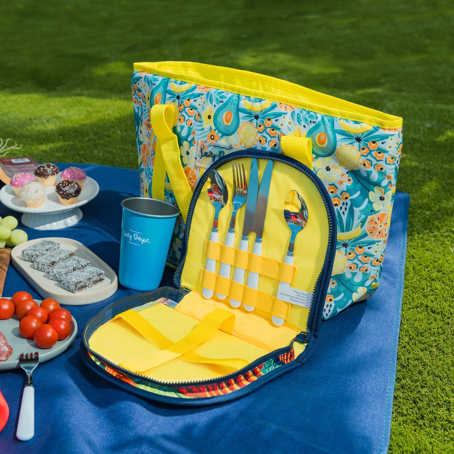 Lazy Dayz Picnic Cutlery Wallet Set - Mossman-Home &amp; Garden &gt; Kitchenware &gt; Cutlery-PEROZ Accessories