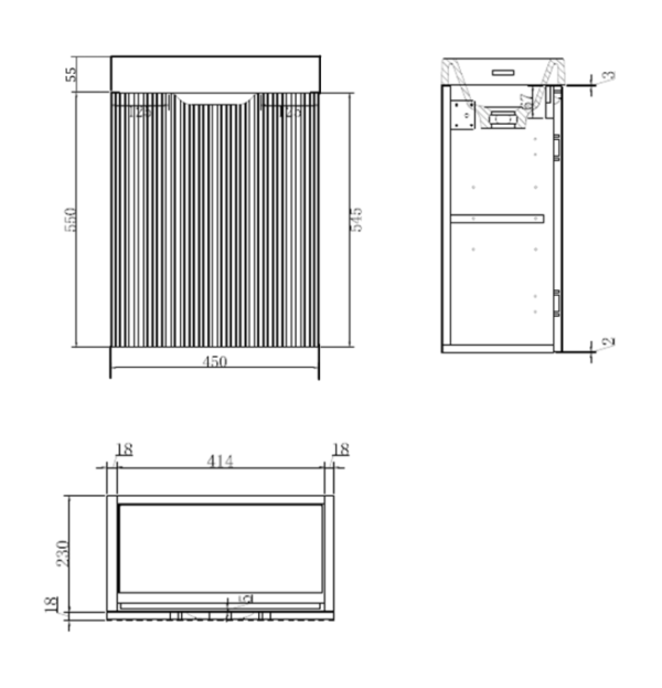 450*250*550mm Vienna Matt Black Wall Hung Mini Vanity-Furniture &gt; Bathroom &gt; Vanity Units-PEROZ Accessories