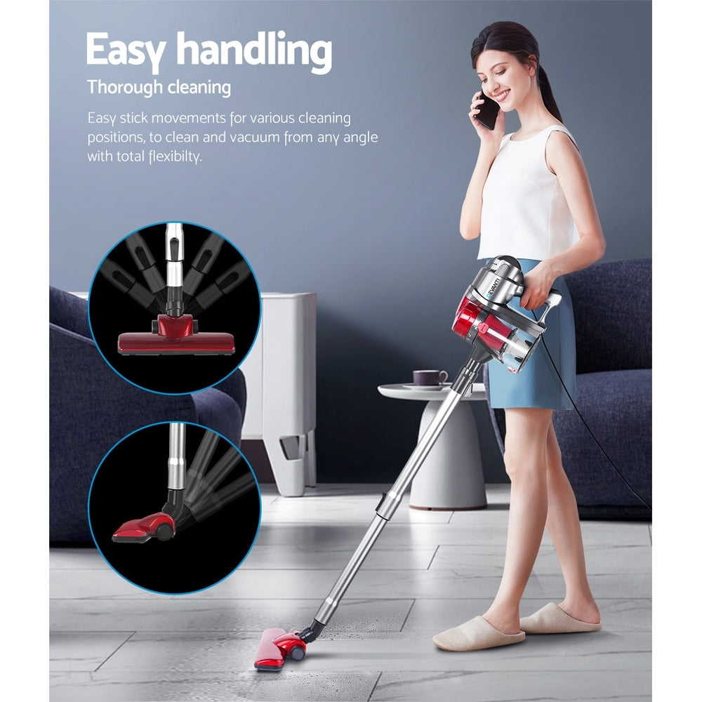 Devanti Stick Vacuum Cleaner Handheld Corded 450W Red-Vacuum Cleaners-PEROZ Accessories