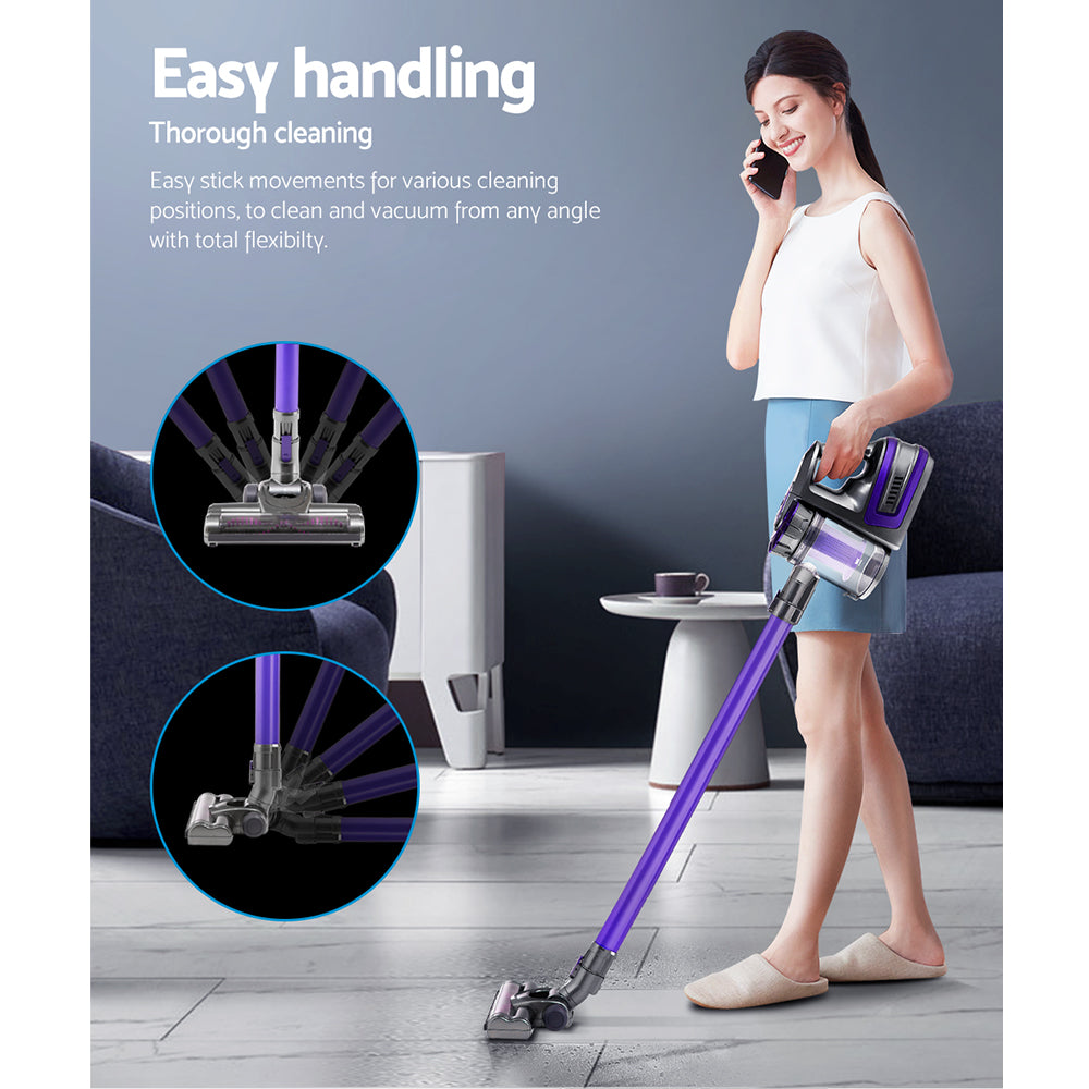 Devanti Stick Vacuum Cleaner Bagless Cordless 150W Purple-Vacuum Cleaners-PEROZ Accessories