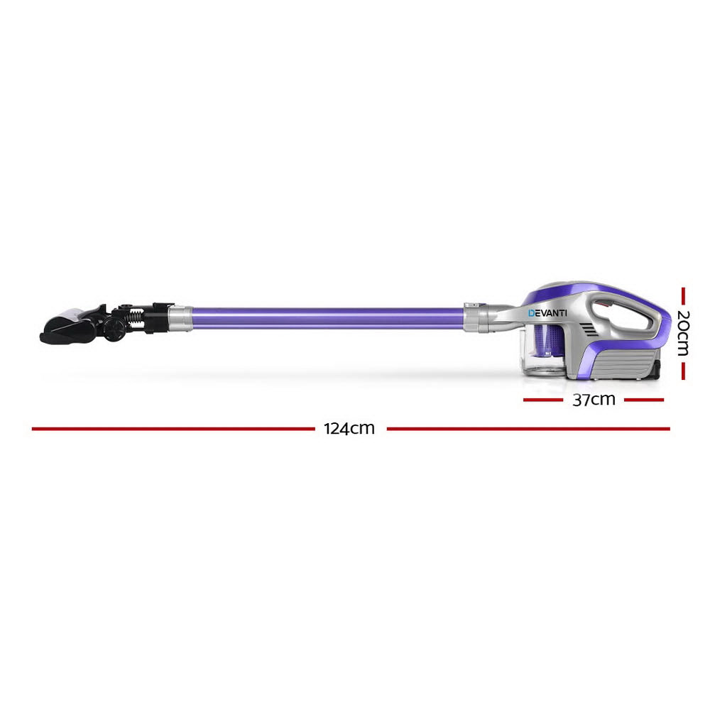 Devanti Stick Vacuum Cleaner Roller Brush Cordless 150W Purple-Vacuum Cleaners-PEROZ Accessories