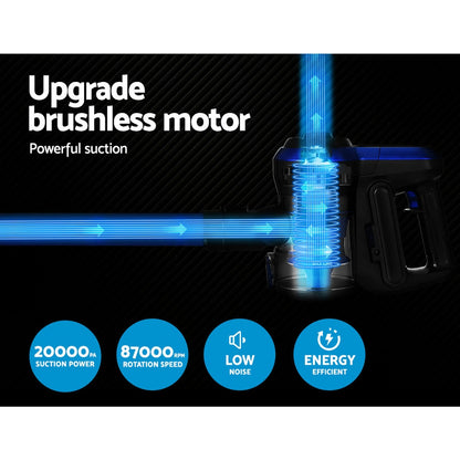 Devanti Stick Vacuum Cleaner Brushless Cordless 250W Blue-Vacuum Cleaners-PEROZ Accessories