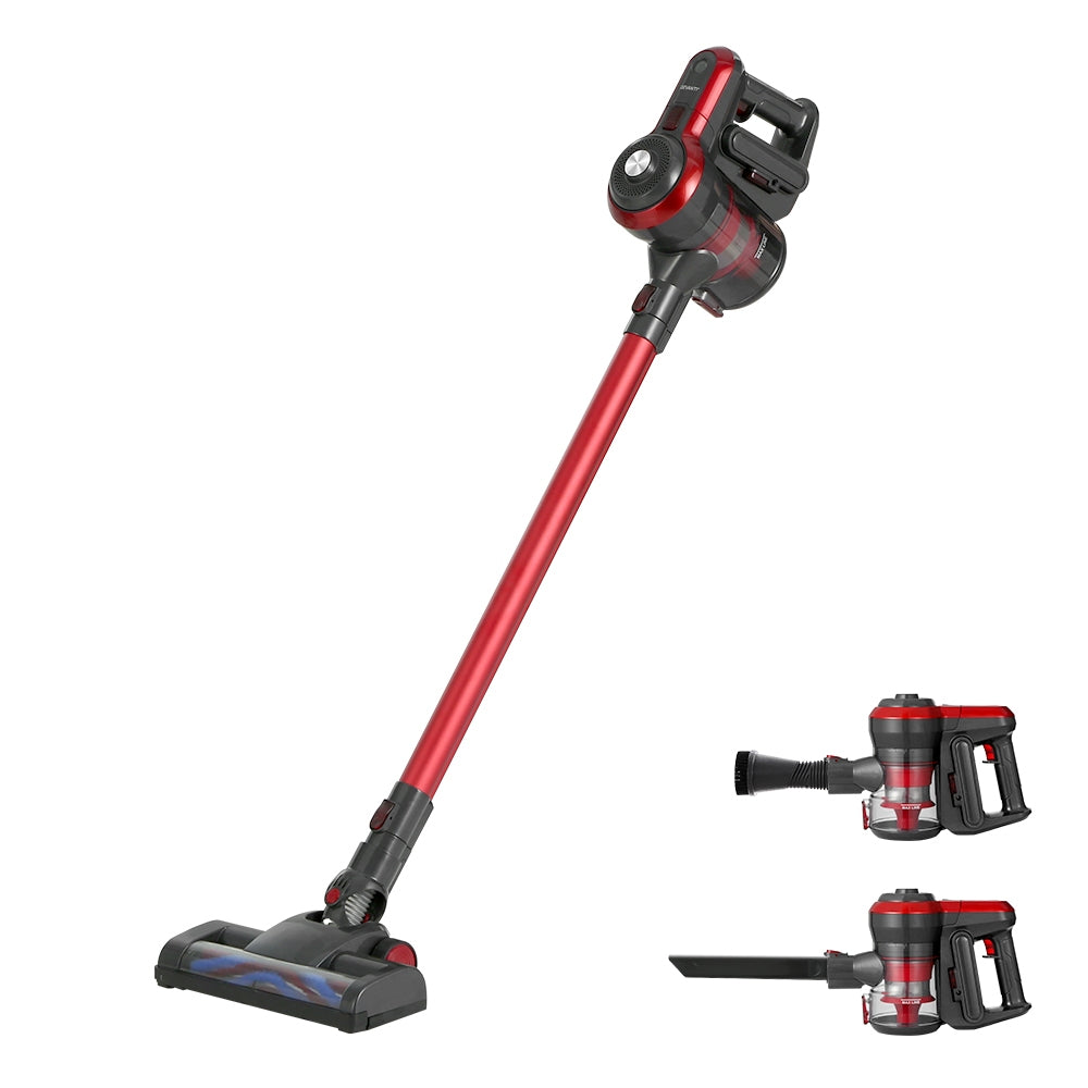 Devanti Stick Vacuum Cleaner Brushless Cordless 250W Red-Vacuum Cleaners-PEROZ Accessories