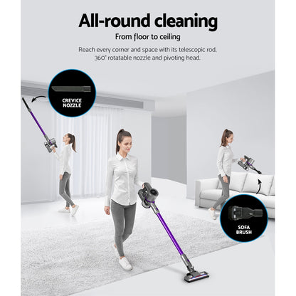 Devanti Stick Vacuum Cleaner Bagless Cordless 120W Purple-Vacuum Cleaners-PEROZ Accessories