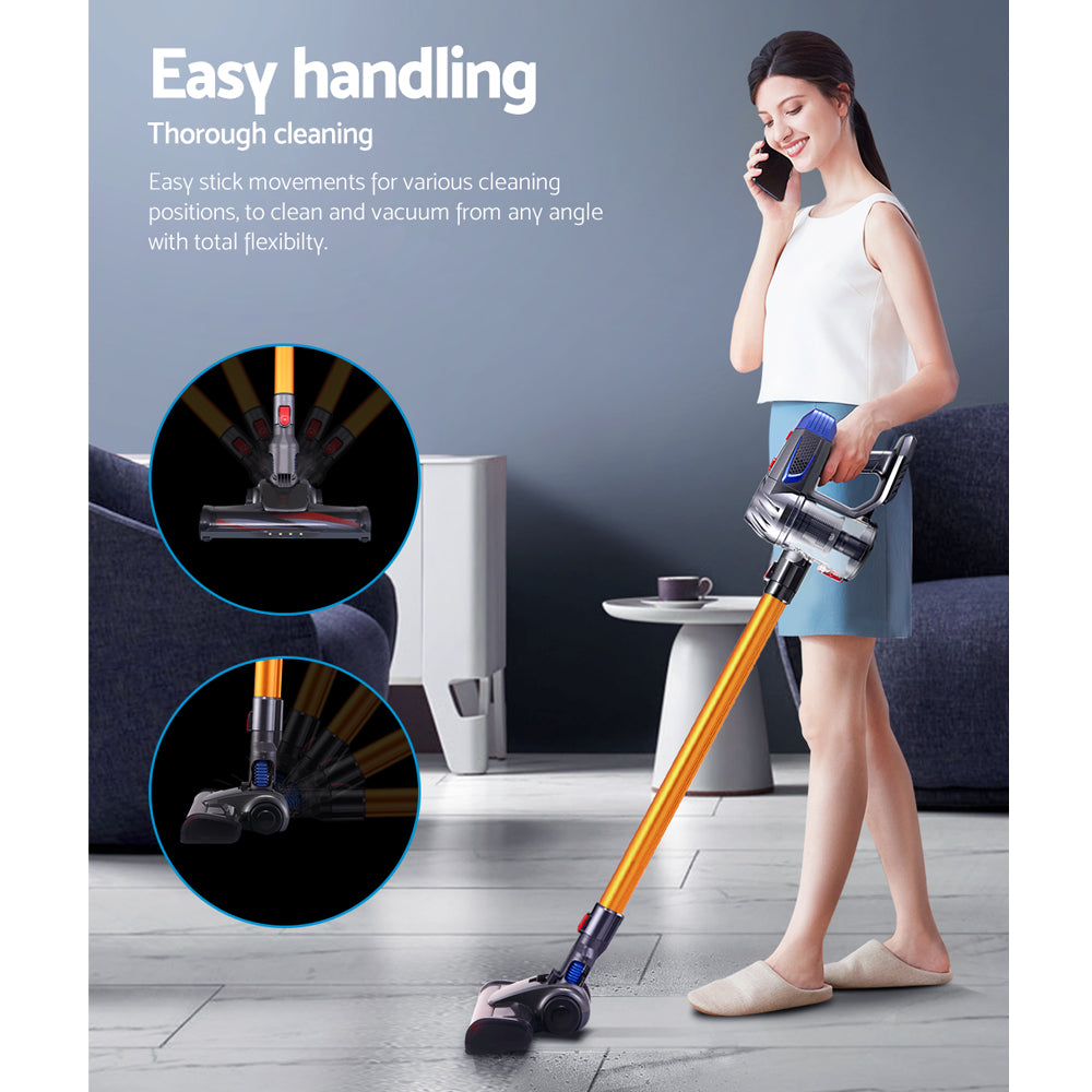 Devanti Stick Vacuum Cleaner Bagless Cordless 150W Gold-Vacuum Cleaners-PEROZ Accessories