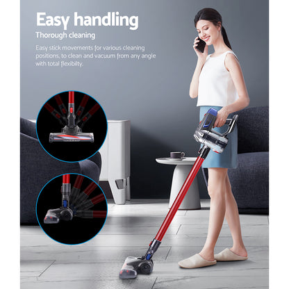 Devanti Stick Vacuum Cleaner Bagless Cordless Red 150W-Vacuum Cleaners-PEROZ Accessories