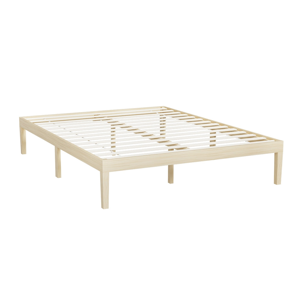 Artiss Bed Frame Queen Size Wooden Base Mattress Platform Timber Pine BRUNO-Furniture &gt; Bedroom-PEROZ Accessories