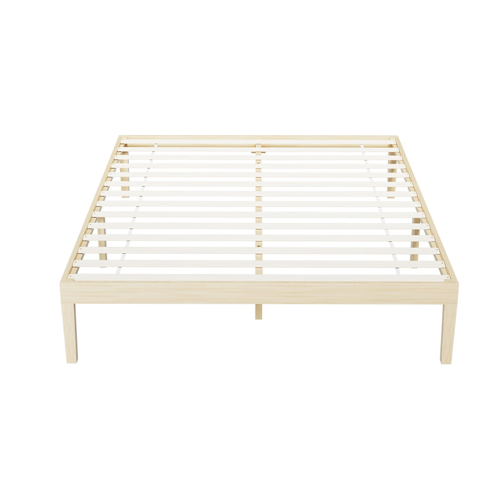 Artiss Bed Frame Queen Size Wooden Base Mattress Platform Timber Pine BRUNO-Furniture &gt; Bedroom-PEROZ Accessories