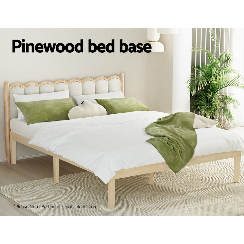 Artiss Bed Frame Queen Size Wooden Base Mattress Platform Timber Pine BRUNO-Furniture &gt; Bedroom-PEROZ Accessories