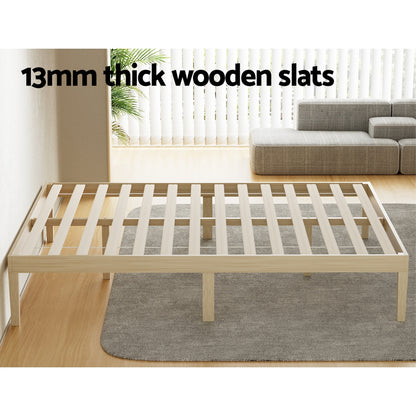 Artiss Bed Frame Queen Size Wooden Base Mattress Platform Timber Pine BRUNO-Furniture &gt; Bedroom-PEROZ Accessories